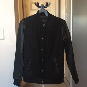 Forever 21 Cotton and Pleather Duo Bomber Jacket